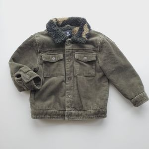 Art Class Fleece Lined Corduroy Army Green Kids Coat Size 5